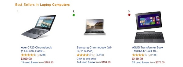Chromebooks take top spots on Amazon's top-selling notebooks list